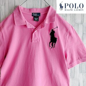 POLO　ポロ ラルフローレン　ポロシャツ　半袖　ピンク　Sサイズ相当　ビッグポニー　刺繍