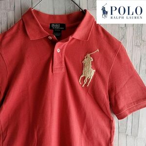 POLO　ポロ ラルフローレン　ポロシャツ　半袖　赤　Sサイズ相当　ビッグポニー　刺繍