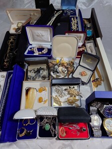 1 jpy ~ accessory large amount together wristwatch / necklace / ring / brooch /SEIKO/o- DIN /orobianco/ silver made / SILVER 925 stamp . Junk summarize 