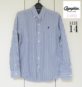 Gymphlex (ジムフレックス) レディース ストライプ ボタンダウンシャツ 長袖 シャツ14サイズ／国内正規品　