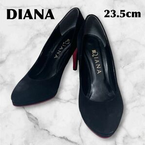 【美品】 DIANA ダイアナ スエード レッドソール ブラック 23.5