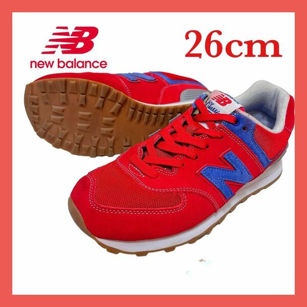 美品 new balance ニューバランス スニーカー 26cm レッド メンズ