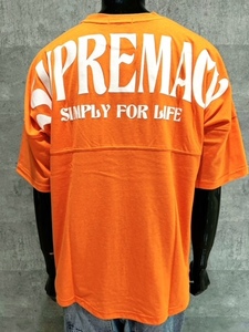 破格プライス　オレンジ　M　5分袖　バックアーチロゴ　ドルマンスリーブ　ビッグシルエットフットボールTシャツ　オーバーサイズ