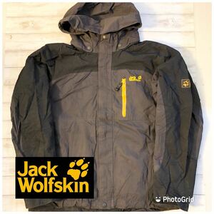 ジャックウルフスキン　Jack Wolfskin XL ツートーン　ナイロン　マウンテンパーカー　マンパー　チャコール×ブラック