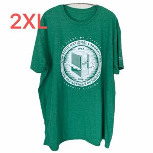 【US古着】グリーン 2XL Tシャツ 半袖 レギュラー プリント メンズ レディース 大きいサイズ オーバーサイズ