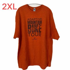 【US古着】オレンジ 2XL Tシャツ 半袖 レギュラー プリント メンズ レディース 大きいサイズ オーバーサイズ