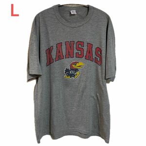 【US古着】グレー L Tシャツ 半袖 レギュラー プリント メンズ レディース 大きいサイズ オーバーサイズ