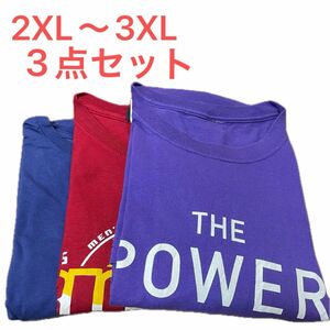 【US古着】3点セット 2XL〜3XL Tシャツ 半袖 プリント メンズ レディース 大きいサイズ まとめ売り セット売り