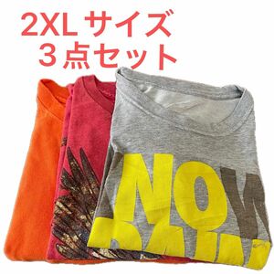 【US古着】3点セット 2XL Tシャツ 半袖 プリント メンズ レディース 大きいサイズ まとめ売り セット売り　ドライフィット