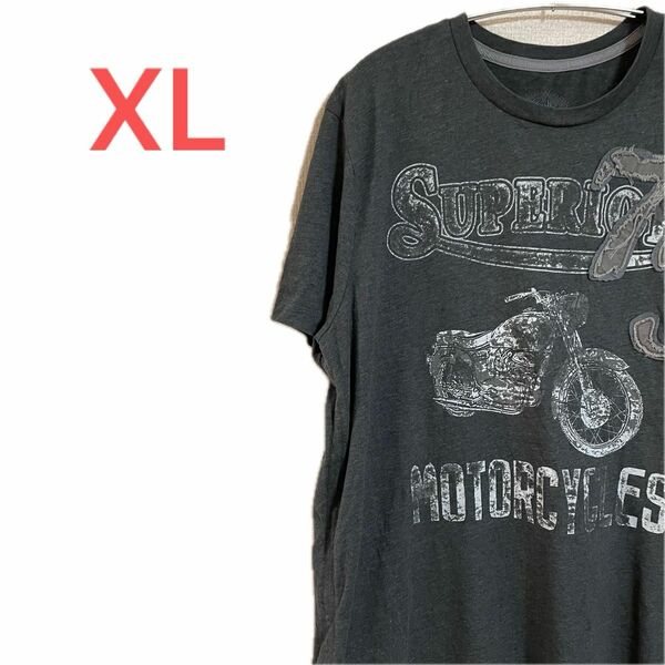 【US古着】ダークグレー XL Tシャツ 半袖 レギュラー プリント メンズ レディース 大きいサイズ オーバーサイズ