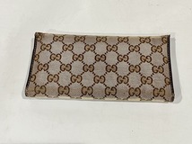  GUCCI グッチ 181595 0959 GG キャンバス ゴールド金具 二つ折り 長財布 ウォレット ベージュ ブラウン (24/5/19)_画像2