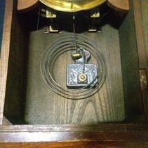 MEIJI CLOCK 明治時計 掛け時計 柱時計 振り子時計 ボンボン時計 木製 約49×23cm 厚さ約11cm アンティーク レトロ AD-14 _画像5