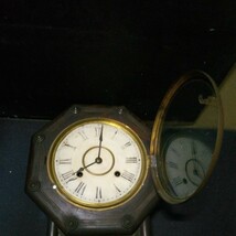京都時計 柱時計 掛時計 振り子時計 ボンボン時計 ゼンマイ式 八角 約47×30cm 厚さ約10cm アンティーク ジャンク AD-26_画像2