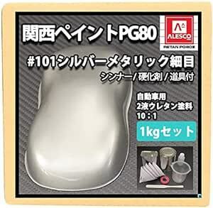 ホートク 関西ペイントPG80 シルバーメタリック（細目）1kgセット（シンナー/硬化剤/道具付） 自動車用ウレタン塗料 ２液 カ