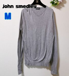john smedley ジョンスメドレー ニット M グレー 薄手 イギリス製 ニット セーター 長袖