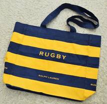 Ralph Lauren ラルフローレン Rugby ラグビー 軽量 ボーダー トート バッグ かばん 鞄_画像1