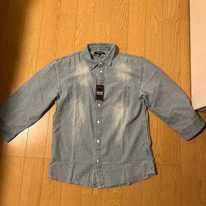 BARCEDOS シャツ デニムシャツ ワークシャツ XL 無地　ヴィンテージ風　7分袖　新品未使用