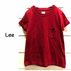 【送料込み】　Lee 刺繍ロゴ　胸ポケ　付き　コットン　半袖　Tシャツ　S レッド　赤　リー　半袖Tシャツ