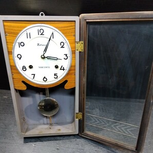 コレクター放出品 可動 タカノ時計 高野精密工業 昭和レトロ ゼンマイ式 手巻き ネジ巻 壁掛け時計 振り子時計の画像5