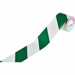 緑十字 ストライプ柄テープ（反射タイプ） 緑／白 ＴＲ３－Ｆ ９０ｍｍ幅×１０ｍ 屋内用 [256306]