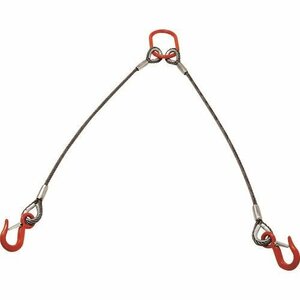 ＴＲＵＳＣＯ ２本吊り玉掛けワイヤロープスリング アルミロックスリング フック付き ９ｍｍＸ１ｍ [TWEL2P9S1]