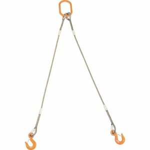 ＴＲＵＳＣＯ ２本吊り玉掛けワイヤロープスリング Ｗスリング フック付き １２ｍｍＸ１．５ｍ [GRE2P12S1.5]