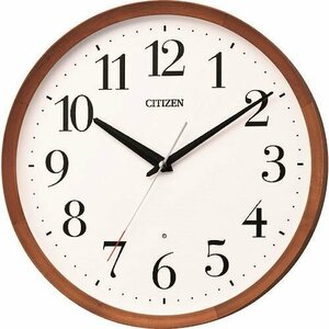 シチズン 電波 壁掛け時計（アナログ表示） 連続秒針 木枠 ブラウン Φ３２０×５３．６ｍｍ [8MY535006]