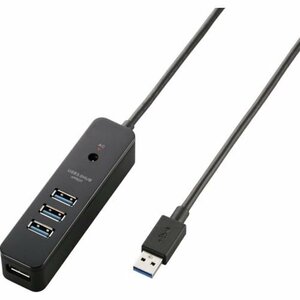 エレコム ＵＳＢ３．０ハブ ４ポート強力マグネット付 コードキーパー付 ブラック [U3HT410SBK]