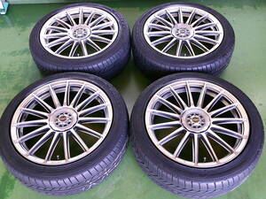 ★社外アルミ・タイヤセット レイズ・ヴェルサス　マルチタイプ 18X7.5+42/10H GY LS・EXE　225/45R18 2020年製 バリ山 点検済