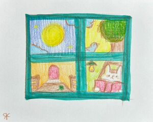 【754】【うさぎの絵】オリジナル手描きアナログイラスト原画　自作創作アート作品