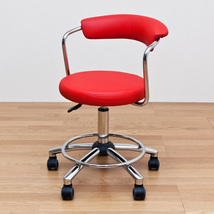 デスクチェア 肘付き 回転式 キャスター移動 昇降式 ワークチェア オフィス 丸椅子 レッド 赤 H-1080 RD_画像1