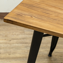 ダイニングテーブル 80cm パイン 木製 スチール脚 正方形 木目柄 ヴィンテージ デスクにも JH-05(BK) ブラック_画像3