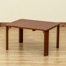 折りたたみテーブル 60cm×45cm 天然木製 ちゃぶ台 座卓 継脚式 高さ2段階 ローテーブル WZ-T01(BR)ブラウン_画像4