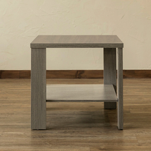 サイドテーブル 棚付 50cm幅 正方形 木製 センターテーブル 木目柄 大理石柄 LDN-01 アンティークブラウン(ABR)_画像2