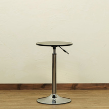 バーテーブル 丸 40cm幅 円形 昇降式 高さ調整 カフェテーブル ローテーブル 黒 ブラック スチール製 HT-13 BK_画像9