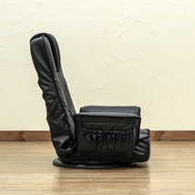 肘掛付き 座椅子 座面回転式 7段階リクライニング ヘッドレスト ハイバック メッシュ PVC 合皮シート CXD-11 ブラック(BK)_画像6
