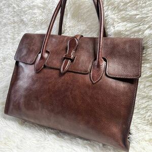  prompt decision *genten* leather tote bag Genten Brown tea original leather business bag 