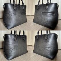 定価45,4万 Berluti Toujours XS Scritto Leather Tote Bag ベルルッティ トゥジュールXS ショルダーバッグ ハンドバッグ ネログリージョ_画像4