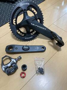 【美品】SHIMANO シマノ ULTEGRA アルテグラ FC-R8000 170㎜ 50-34T ROTOR Q-RINGS+4iiiパワーメータセットPD-6800 KCNCクランクキャップ付