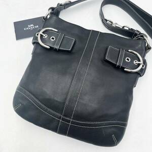 1 jpy [ ultra rare ] Coach COACH shoulder bag sakoshu pochette leather leather black black men's lady's 