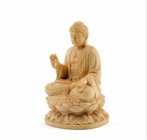 新品追加木彫仏像 木彫り 卍仏像 木製 仏像 釈迦如来 座像 2.0 桧木 本体のみ