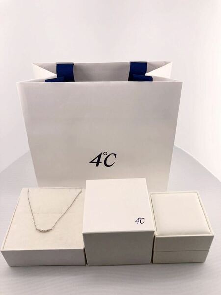 新品 正規品 4℃ ヨンドシー ネックレス シルバー ネックレス ダイヤモンド ケース 紙袋 リボンラッピング プレゼント