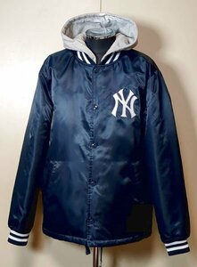 ヤンキース マジェスティック フード付 スタジアムジャケット XL バックロゴ スタジャン風 中綿ジャケット New York Yankees Majestic MLB