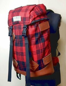 レア LLビーン チェック クラシックウールデイパック バックパック 赤黒 レザー L.L.Bean Classic Wool Daypack ヴィンテージ復刻　　