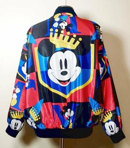 レア ミッキーマウス 総柄ジャケット ブルゾン ヴィンテージ 90s Mickey Mouse Disney MA1風