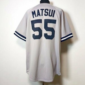ヤンキース 松井秀喜 レプリカユニフォーム Ｌ グレー ベースボールシャツ ヴィンテージ MLB Majestic New York Yankees