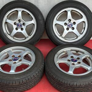 SAABサーブ 純正 15インチ×6.5J +49 PCD110 5H ハブ径約65ｍｍ BRIDGESTONE/ECOPIA NH100 195/60R15ラジアルタイヤ付き4本セット。