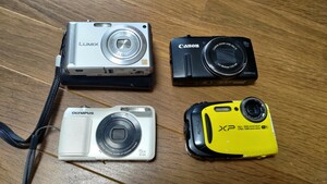 CANON OLYMPUS Panasonic FUJIFILM суммировать 4 шт. компактный цифровой фотоаппарат утиль работоспособность не проверялась цифровая камера 