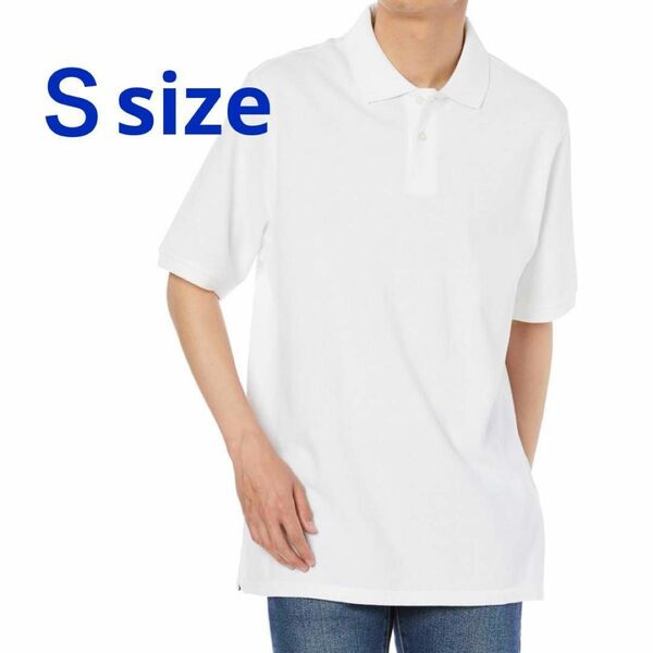 ポロシャツ コットンピケ レギュラーフィット メンズ　白　シンプル　Ｓ　S サイズ　コットン　綿　100% 半袖 ホワイト