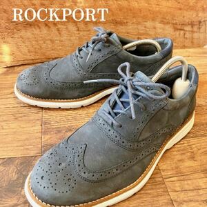 ロックポート　ROCKPORT スエード　ウイングチップ　ネイビー　24.5cm